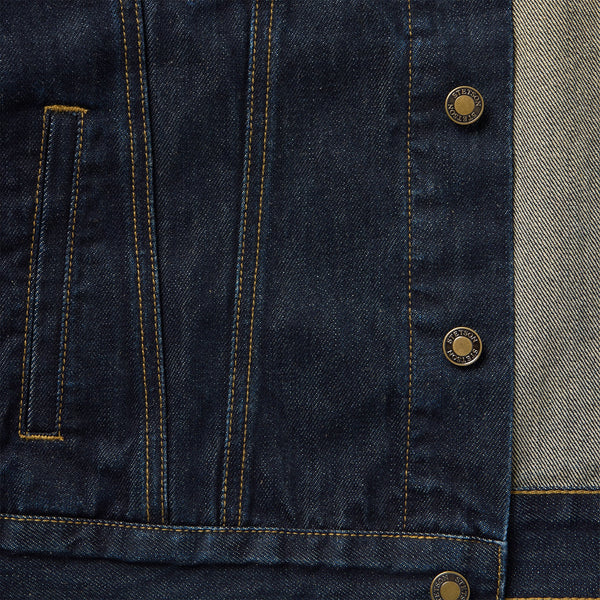 Stetson Suede Collar Raw Denim Jacket - Broken horn