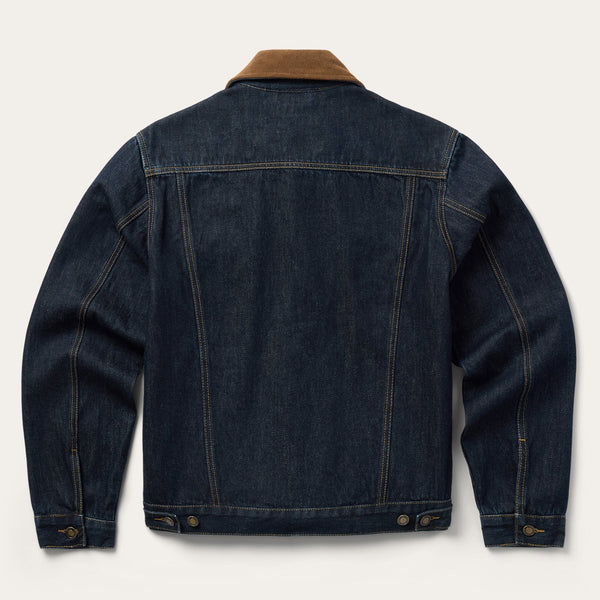Stetson Suede Collar Raw Denim Jacket - Broken horn