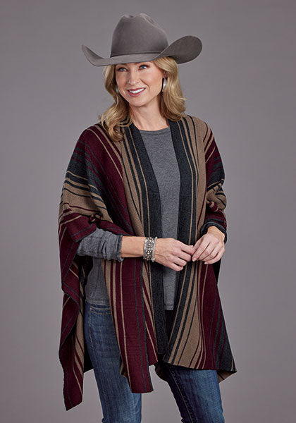 Stetson Women Ombre Sweater Wrap Poncho - Broken horn