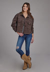 Roper Women Cotton Fleece Crop Jacket - Broken horn