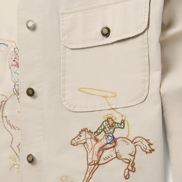 Steson Women Embroidered Canvas Utility Jacket - Broken horn