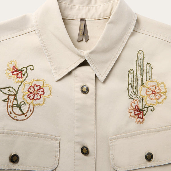 Steson Women Embroidered Canvas Utility Jacket - Broken horn