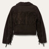 Steson Women Suede Fringe Motorcycle Jacket - Broken horn