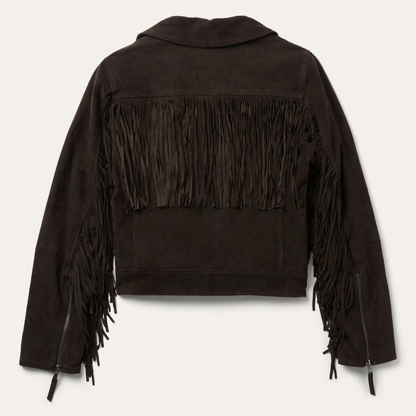 Steson Women Suede Fringe Motorcycle Jacket - Broken horn