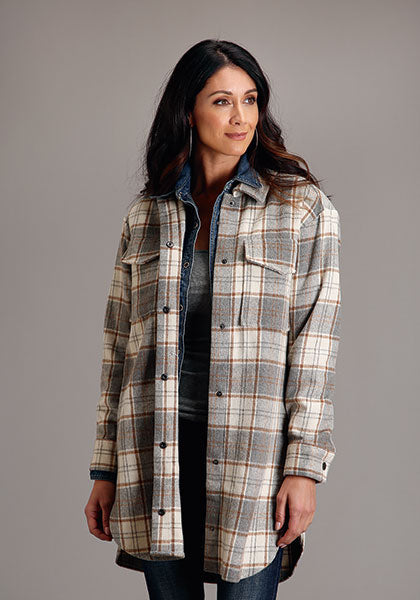 Stetson Womens Novelty Solid Neutral Plaid Oversized - Broken horn