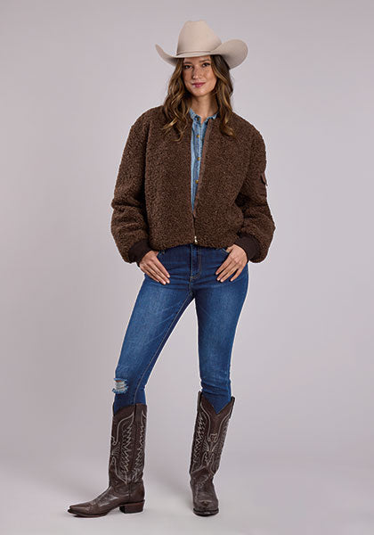 Stetson Fuzzy "Teddy Bear" Bomber Jacket - Broken horn