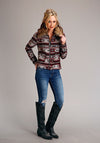 Stetson Women Red Aztec Blanket Blazer Jacket - Broken horn