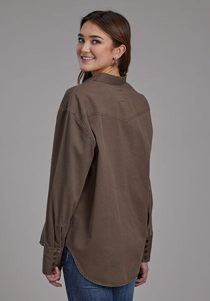 Roper Women Oversized Western Shirt Jacket - Broken horn