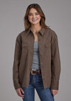 Roper Women Oversized Western Shirt Jacket - Broken horn