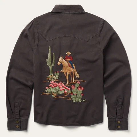 Stetson Desert Scene Embroidered Western Shirt - Broken horn