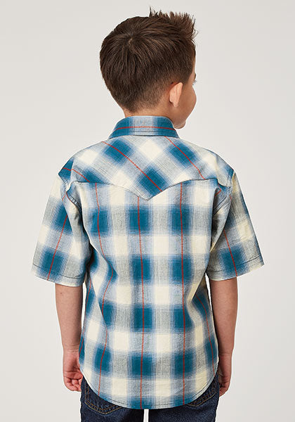 Roper Boy Performance Snap Plaid - Broken horn