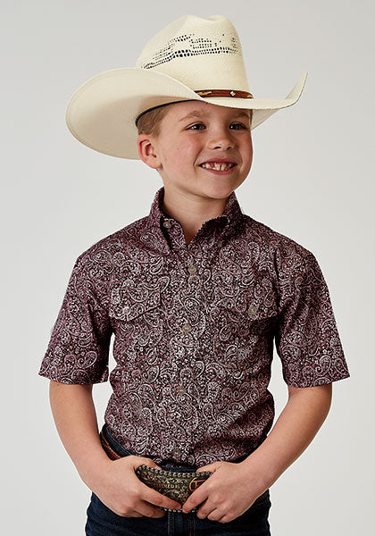 Roper Boy's Button Down Red Paisley - Broken horn