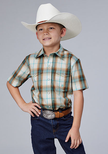 Roper Boy's Desert Spring Plaid - Broken horn