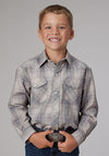 Roper Boy's Grey/Light Blue Plaid - Broken horn