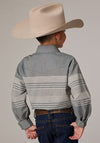Roper Boy's Grey/White Border Stripe - Broken horn