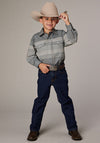Roper Boy's Grey/White Border Stripe - Broken horn