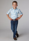 Roper Boy's Multi Blue Floral Print - Broken horn