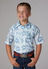 Roper Boy's Multi Blue Floral Print - Broken horn