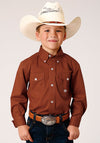 Roper Boy's Solid Poplin Stretch - Orange - Broken horn
