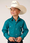 Roper Boy's Solid Poplin Stretsch - Turquoise - Broken horn