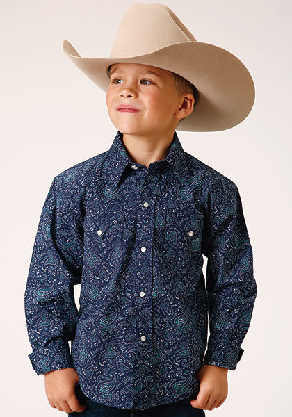 Roper Boy's Vintaghe Paisley Print Snap - Broken horn