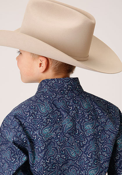 Roper Boy's Vintaghe Paisley Print Snap - Broken horn