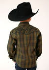Roper Boys Black/Gold Plaid - Broken horn