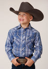 Roper Boys Blue/White/Navy Plaid - Broken horn