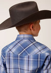 Roper Boys Blue/White/Navy Plaid - Broken horn