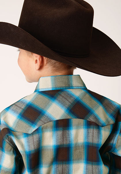 Roper Boys Brown Arrow Plaid - Broken horn