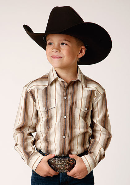 Roper Boys Brown & Cream Ombre Strip - Broken horn