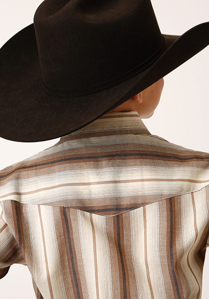 Roper Boys Brown & Cream Ombre Strip - Broken horn