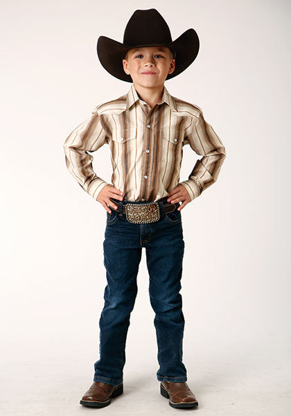 Roper Boys Brown & Cream Ombre Strip - Broken horn