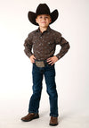 Roper Boys Brown/White Retro plaid - Broken horn