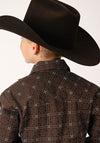 Roper Boys Brown/White Retro plaid - Broken horn