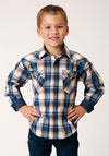 Roper Boys Denim Plaid - Broken horn