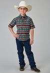 Roper Boys Horizontal Aztec Stripe Print Shirt - Broken horn
