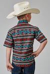 Roper Boys Horizontal Aztec Stripe Print Shirt - Broken horn