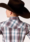 Roper Boys Plaid Gray Cloud Snap Shirt - Broken horn