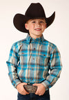 Roper Boys Sandy Turquoise Plaid - Broken horn