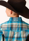 Roper Boys Sandy Turquoise Plaid - Broken horn