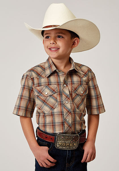Roper Boys Shirt Snap Plaid - Broken horn