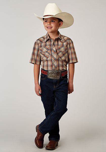 Roper Boys Shirt Snap Plaid - Broken horn