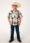 Roper Boys Snap Woven Black Khaki Plaid - Broken horn