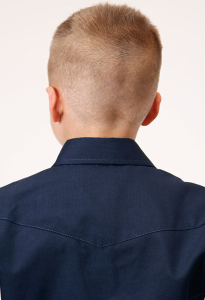 Roper Boys Solid Broadcloth - Navy - Broken horn