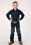 Roper Boys Solid Broadcloth - Navy - Broken horn