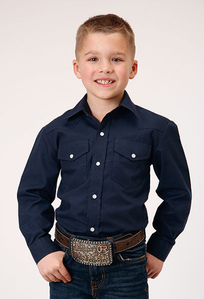 Roper Boys Solid Broadcloth - Navy - Broken horn