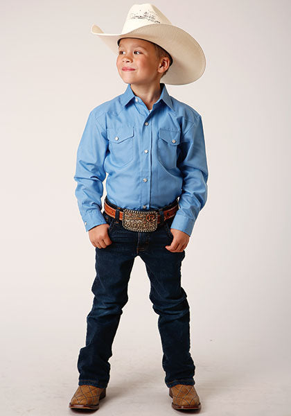 Roper Boys Solid Snap - Heritage Blue - Broken horn