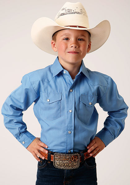 Roper Boys Solid Snap - Heritage Blue - Broken horn