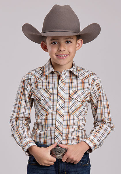 Roper Plaid Snap Shirt - Broken horn